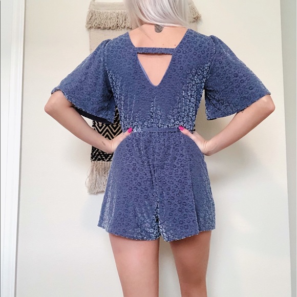 Sadie & Sage Velvet Floral Accent Romper - Picture 4 of 5